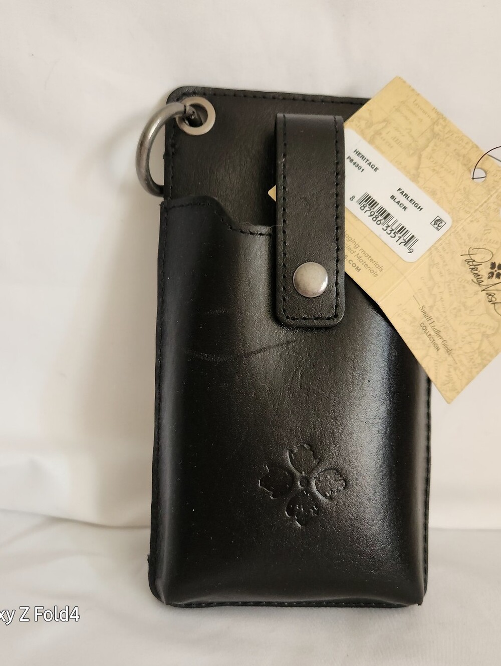 Patricia Nash Heritage Black Leather Phone Holster with Key Ring
